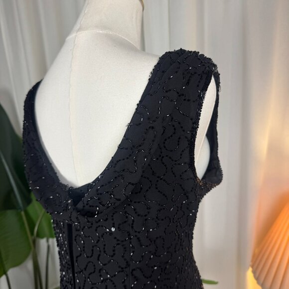 Vintage 90s JMD New York Beaded Embellished Cowl Neck Mini Dress sz 14 - Picture 7 of 10